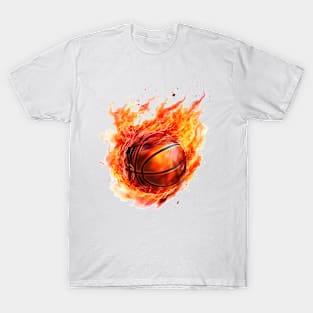 Flamming Basketball Watercolor T-Shirt